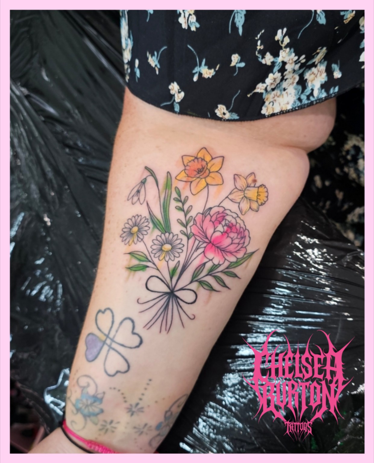 Delicate colour wildflower tattoo